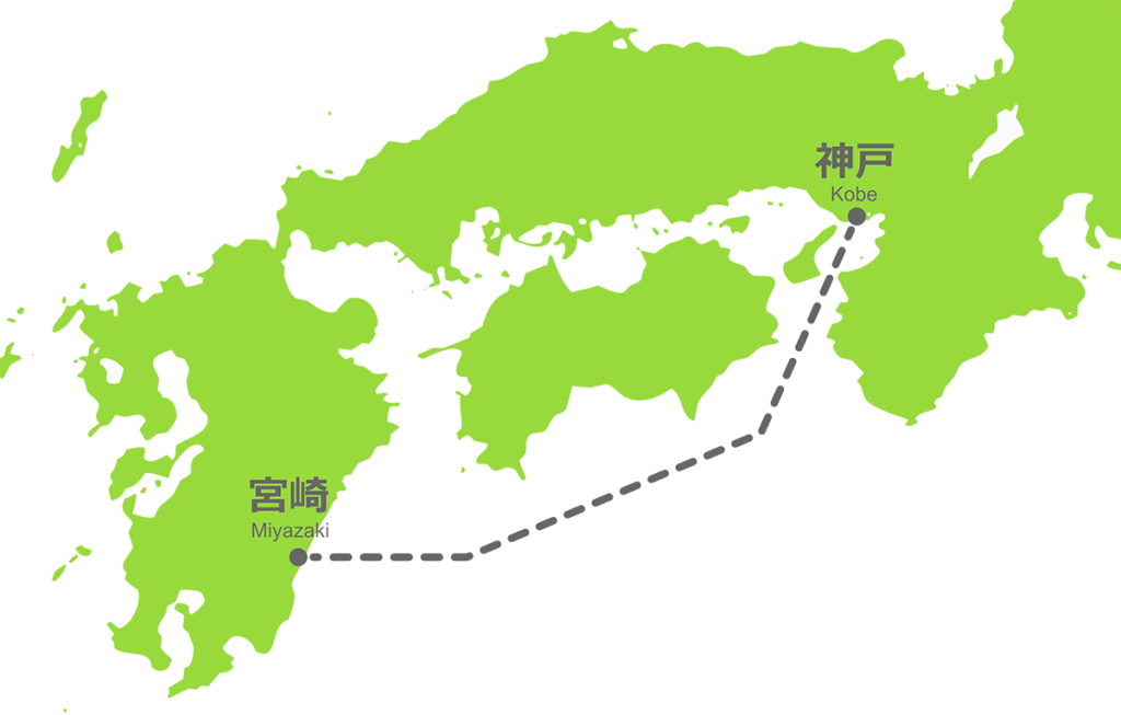 宮崎・神戸間の航路図